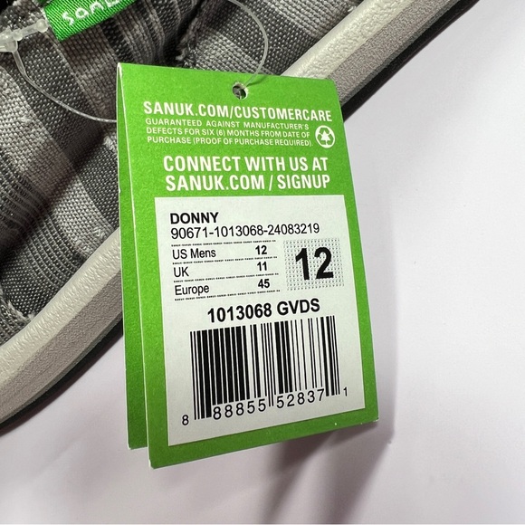 NEW Sanuk Donny Slip On Sandals Men’s 12 Grey Striped - Picture 5 of 13